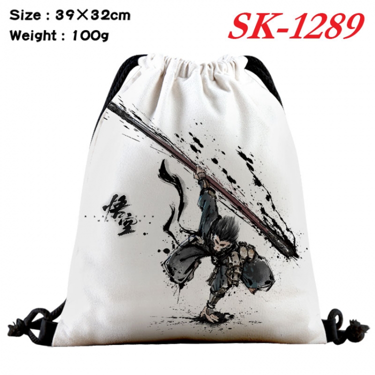 Black Myth Wukong cartoon Waterproof Nylon Full Color Drawstring Pocket 39x32cm