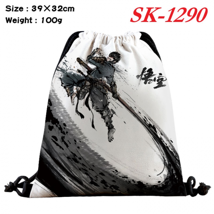 Black Myth Wukong cartoon Waterproof Nylon Full Color Drawstring Pocket 39x32cm