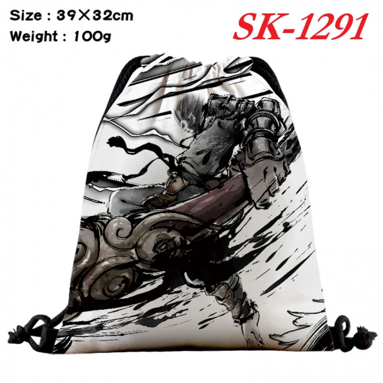 Black Myth Wukong cartoon Waterproof Nylon Full Color Drawstring Pocket 39x32cm