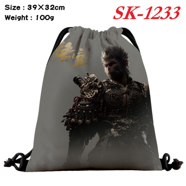 Black Myth Wukong cartoon Waterproof Nylon Full Color Drawstring Pocket 39x32cm