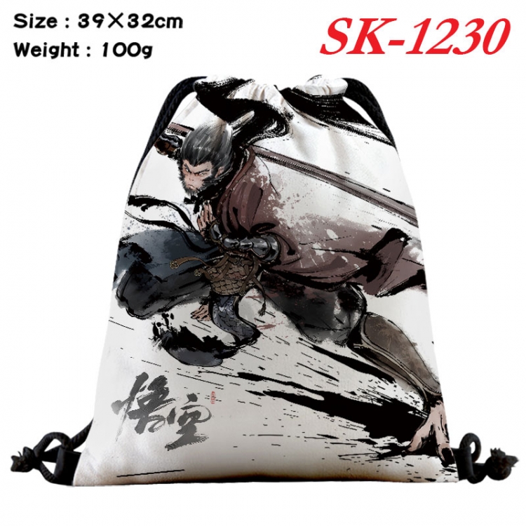 Black Myth Wukong cartoon Waterproof Nylon Full Color Drawstring Pocket 39x32cm