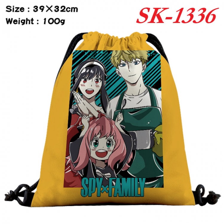 SPY×FAMILY cartoon Waterproof Nylon Full Color Drawstring Pocket 39x32cm