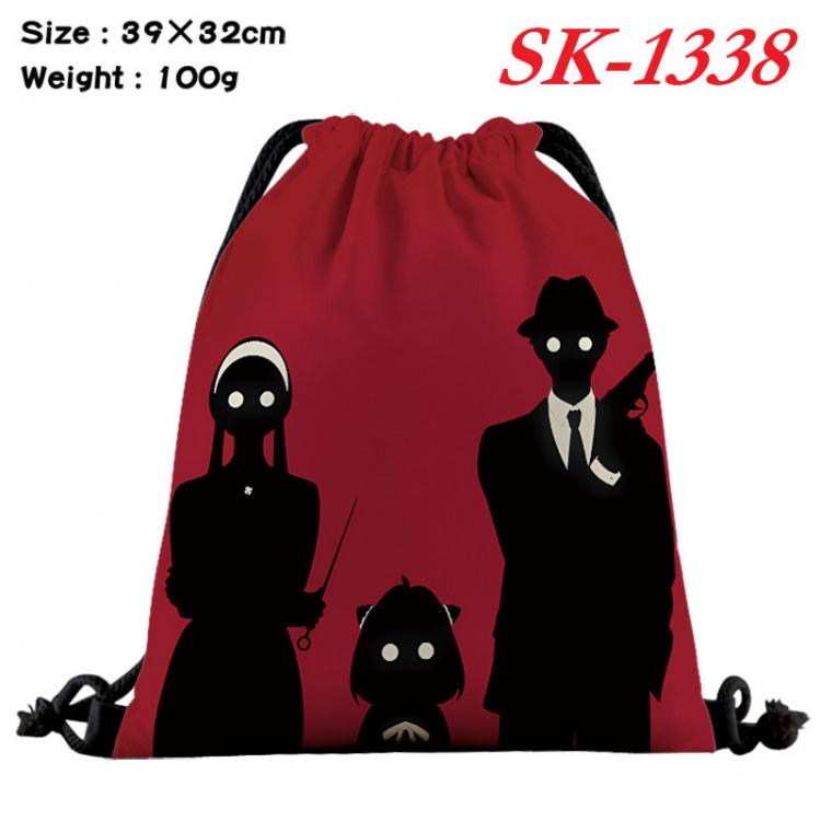 SPY×FAMILY cartoon Waterproof Nylon Full Color Drawstring Pocket 39x32cm