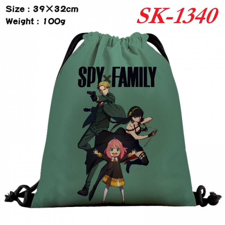 SPY×FAMILY cartoon Waterproof Nylon Full Color Drawstring Pocket 39x32cm