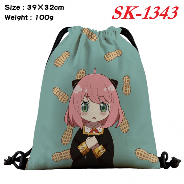 SPY×FAMILY cartoon Waterproof Nylon Full Color Drawstring Pocket 39x32cm