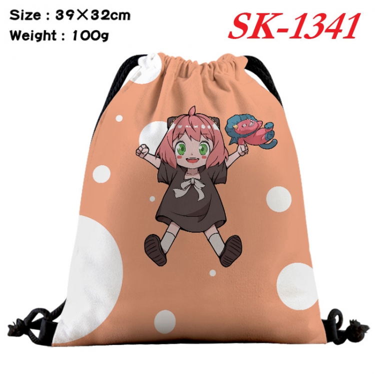 SPY×FAMILY cartoon Waterproof Nylon Full Color Drawstring Pocket 39x32cm