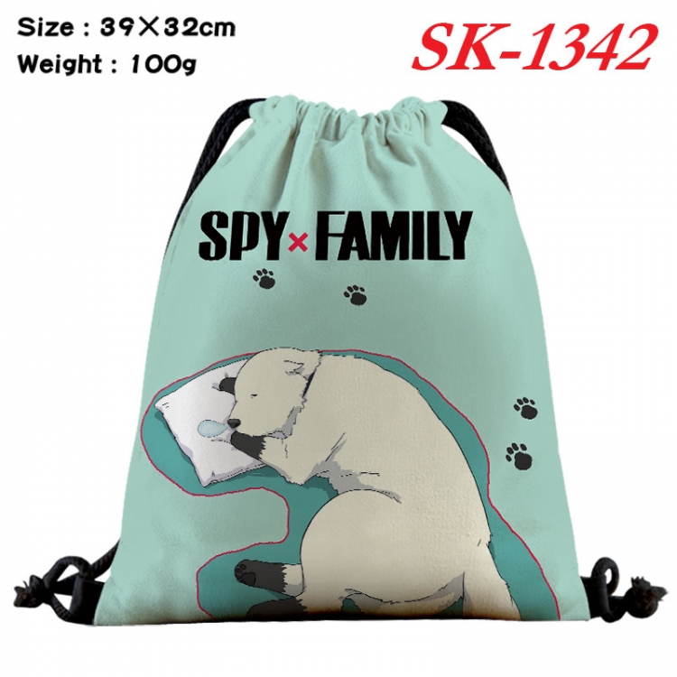 SPY×FAMILY cartoon Waterproof Nylon Full Color Drawstring Pocket 39x32cm