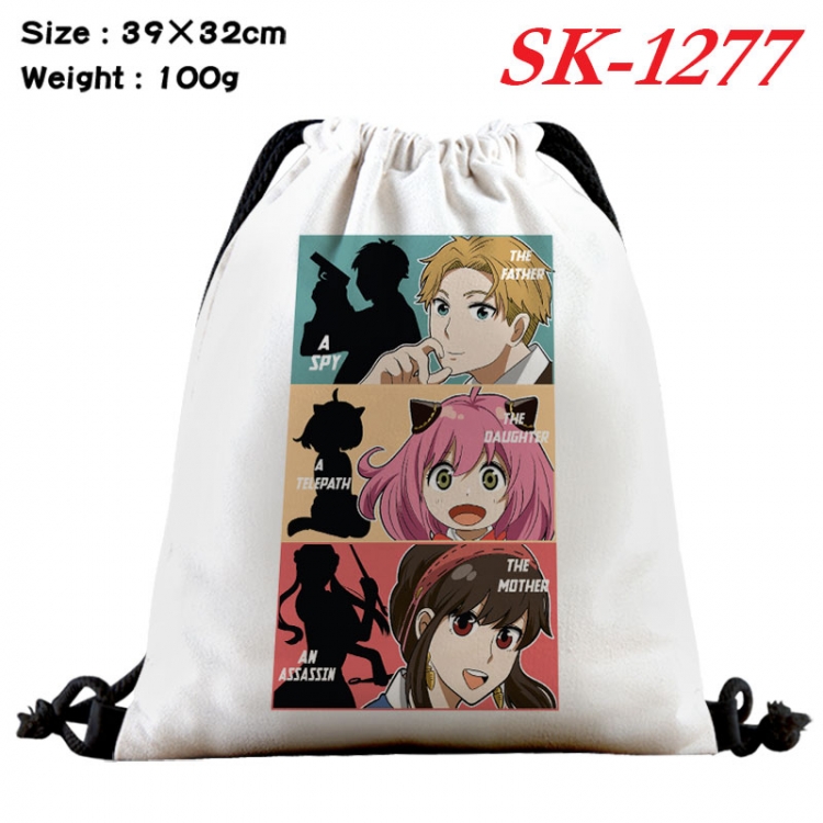 SPY×FAMILY cartoon Waterproof Nylon Full Color Drawstring Pocket 39x32cm