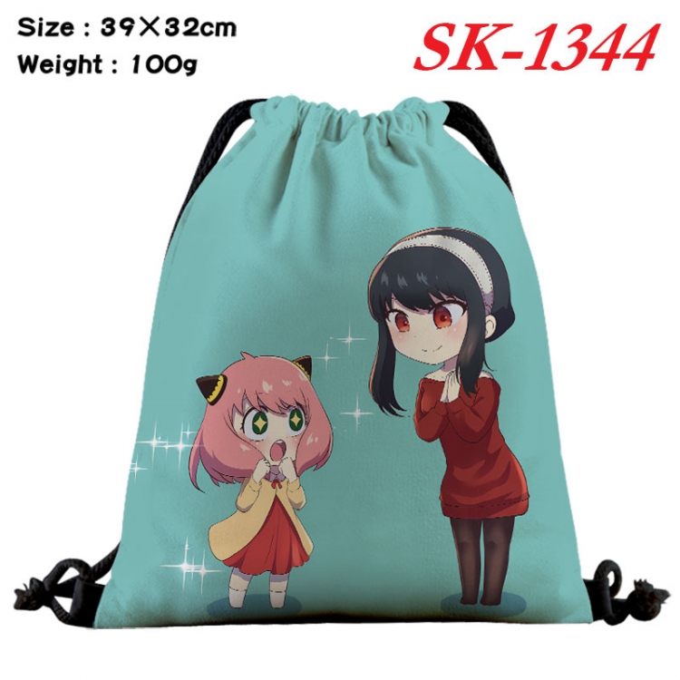 SPY×FAMILY cartoon Waterproof Nylon Full Color Drawstring Pocket 39x32cm