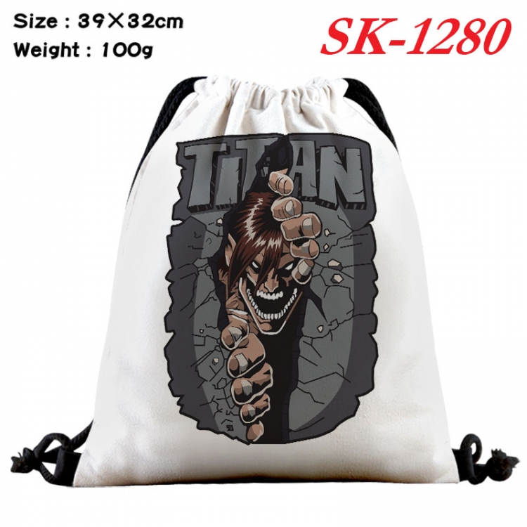 Shingeki no Kyojin cartoon Waterproof Nylon Full Color Drawstring Pocket 39x32cm