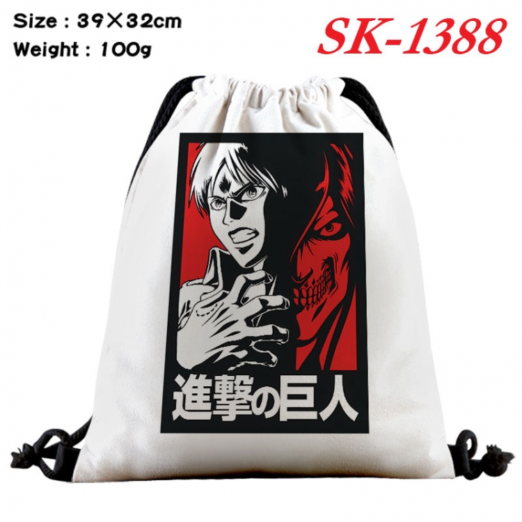 Shingeki no Kyojin cartoon Waterproof Nylon Full Color Drawstring Pocket 39x32cm