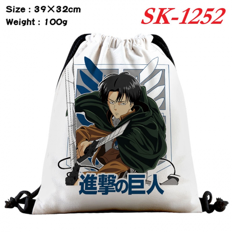 Shingeki no Kyojin cartoon Waterproof Nylon Full Color Drawstring Pocket 39x32cm