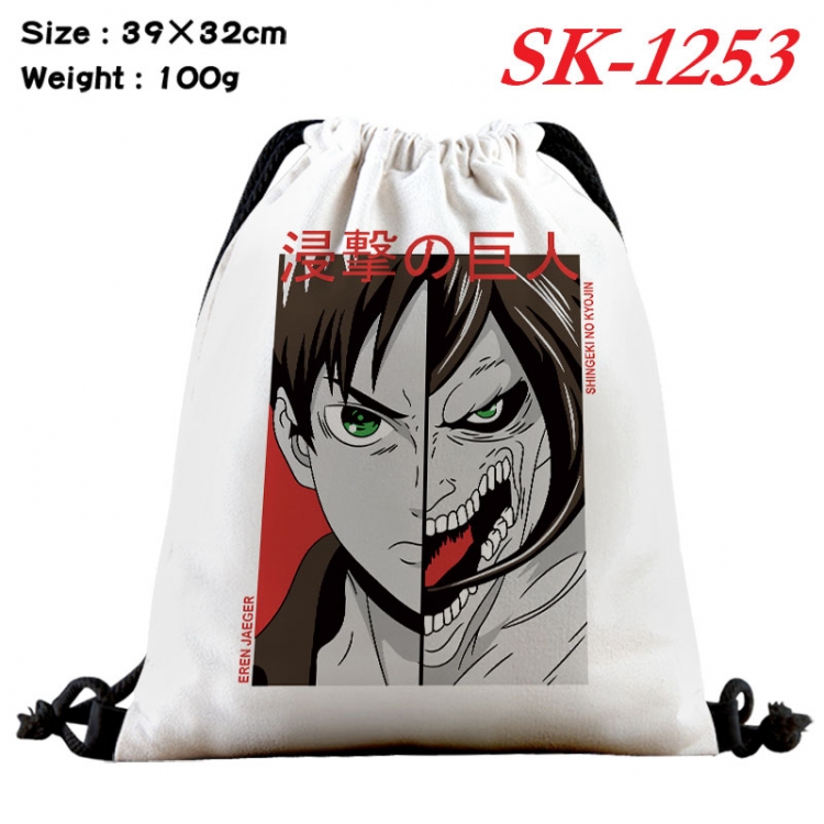 Shingeki no Kyojin cartoon Waterproof Nylon Full Color Drawstring Pocket 39x32cm