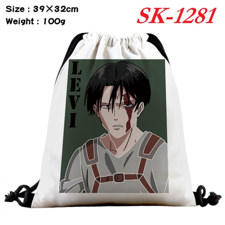 Shingeki no Kyojin cartoon Waterproof Nylon Full Color Drawstring Pocket 39x32cm