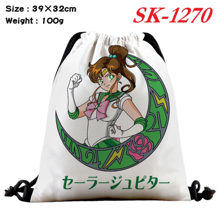 sailormoon cartoon Waterproof Nylon Full Color Drawstring Pocket 39x32cm