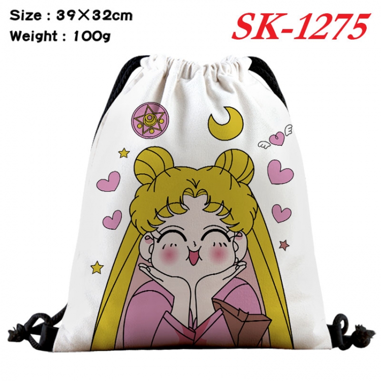 sailormoon cartoon Waterproof Nylon Full Color Drawstring Pocket 39x32cm