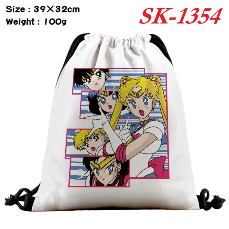 sailormoon cartoon Waterproof Nylon Full Color Drawstring Pocket 39x32cm