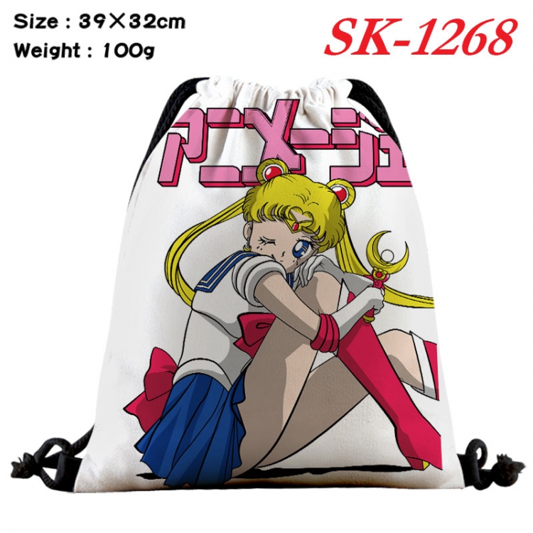 sailormoon cartoon Waterproof Nylon Full Color Drawstring Pocket 39x32cm