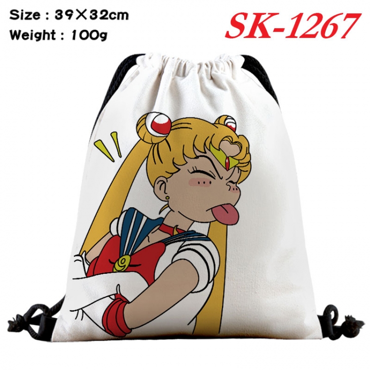 sailormoon cartoon Waterproof Nylon Full Color Drawstring Pocket 39x32cm