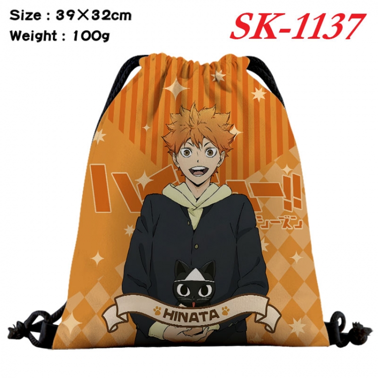 Haikyuu!! cartoon Waterproof Nylon Full Color Drawstring Pocket 39x32cm