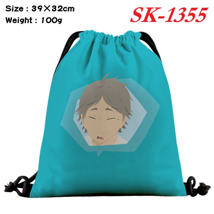 Haikyuu!! cartoon Waterproof Nylon Full Color Drawstring Pocket 39x32cm