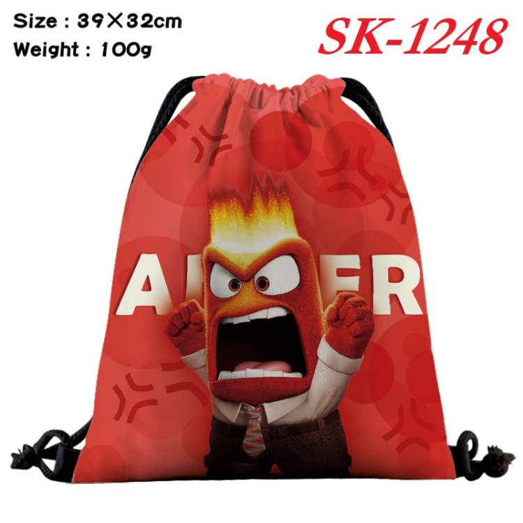 Inside Out cartoon Waterproof Nylon Full Color Drawstring Pocket 39x32cm