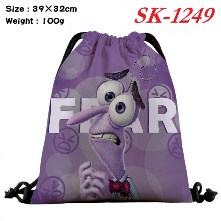 Inside Out cartoon Waterproof Nylon Full Color Drawstring Pocket 39x32cm