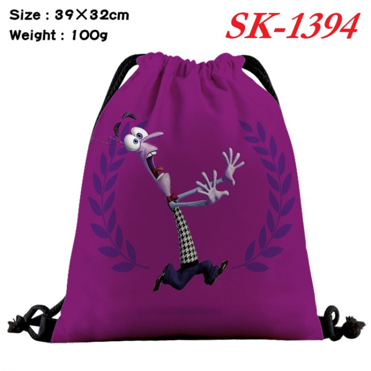 Inside Out cartoon Waterproof Nylon Full Color Drawstring Pocket 39x32cm