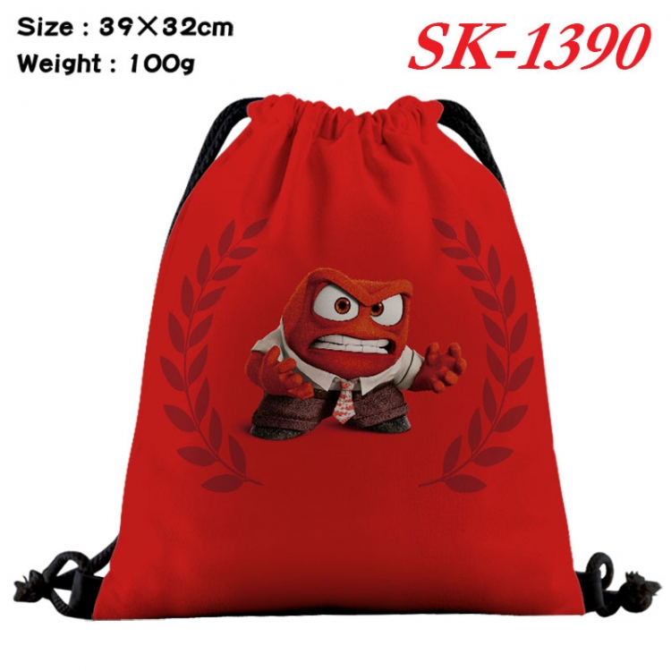 Inside Out cartoon Waterproof Nylon Full Color Drawstring Pocket 39x32cm