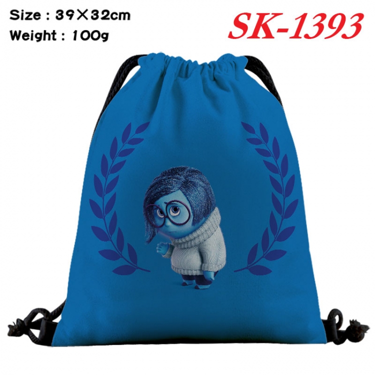 Inside Out cartoon Waterproof Nylon Full Color Drawstring Pocket 39x32cm