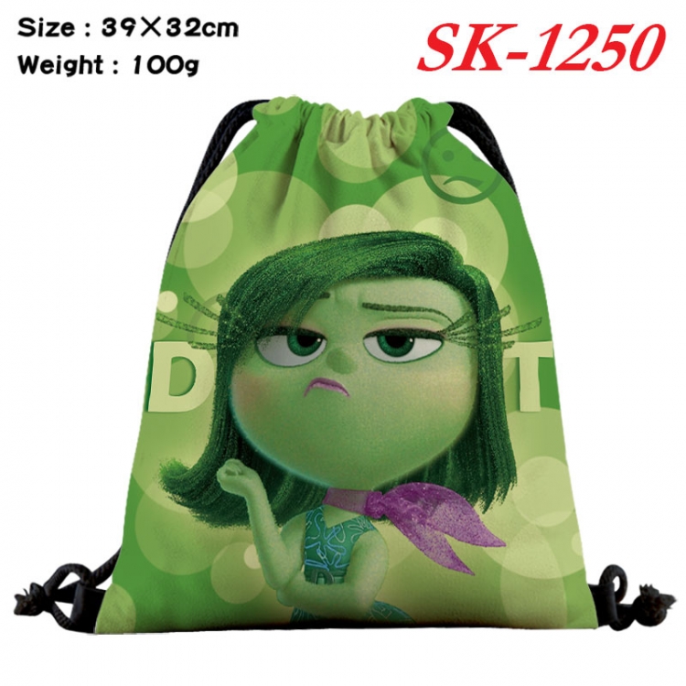 Inside Out cartoon Waterproof Nylon Full Color Drawstring Pocket 39x32cm