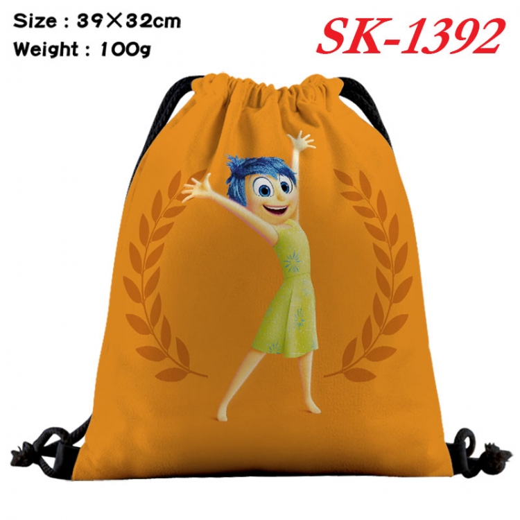 Inside Out  cartoon Waterproof Nylon Full Color Drawstring Pocket 39x32cm