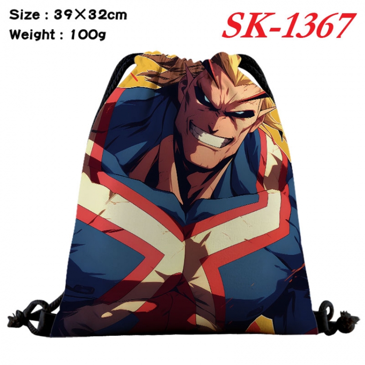 My Hero Academia cartoon Waterproof Nylon Full Color Drawstring Pocket 39x32cm