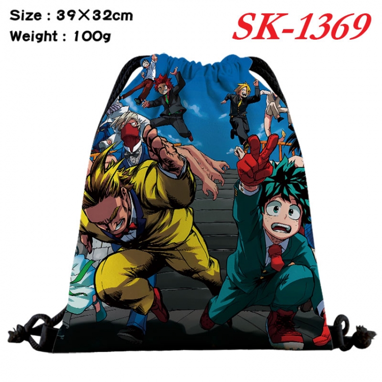 My Hero Academia cartoon Waterproof Nylon Full Color Drawstring Pocket 39x32cm