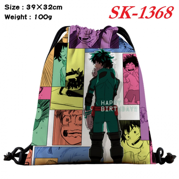 My Hero Academia cartoon Waterproof Nylon Full Color Drawstring Pocket 39x32cm