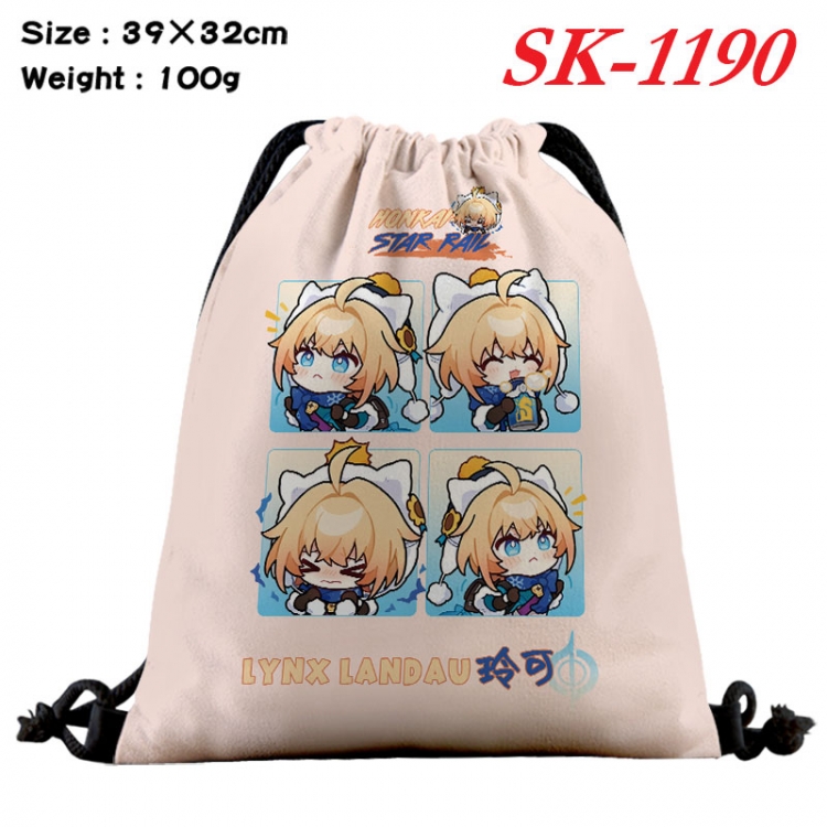 Honkai: Star Rail cartoon Waterproof Nylon Full Color Drawstring Pocket 39x32cm