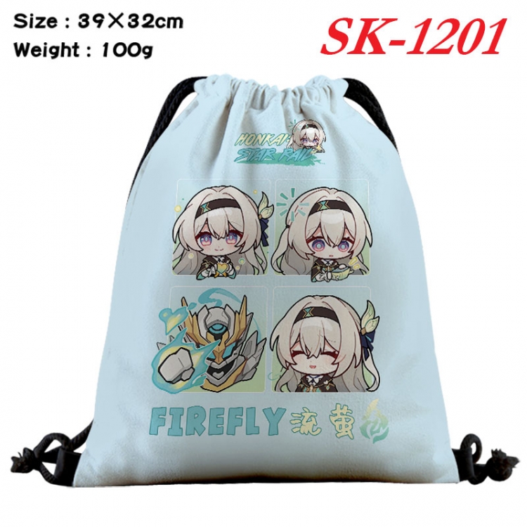 Honkai: Star Rail cartoon Waterproof Nylon Full Color Drawstring Pocket 39x32cm