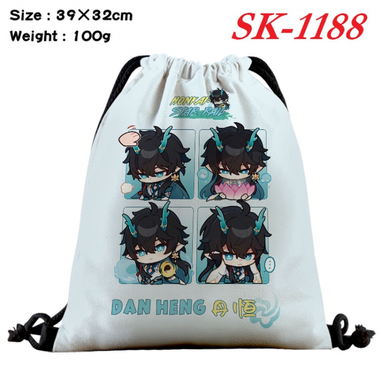 Honkai: Star Rail cartoon Waterproof Nylon Full Color Drawstring Pocket 39x32cm