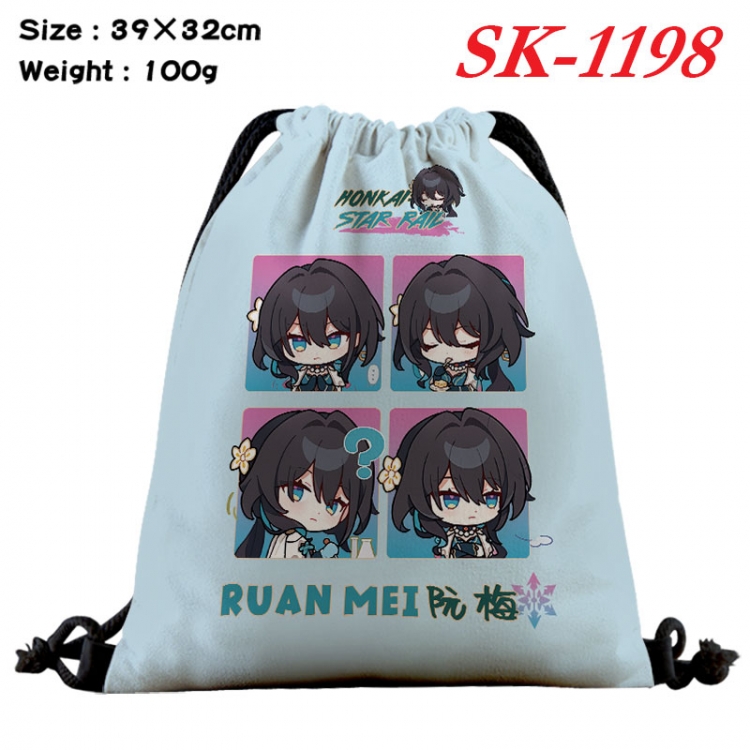 Honkai: Star Rail cartoon Waterproof Nylon Full Color Drawstring Pocket 39x32cm