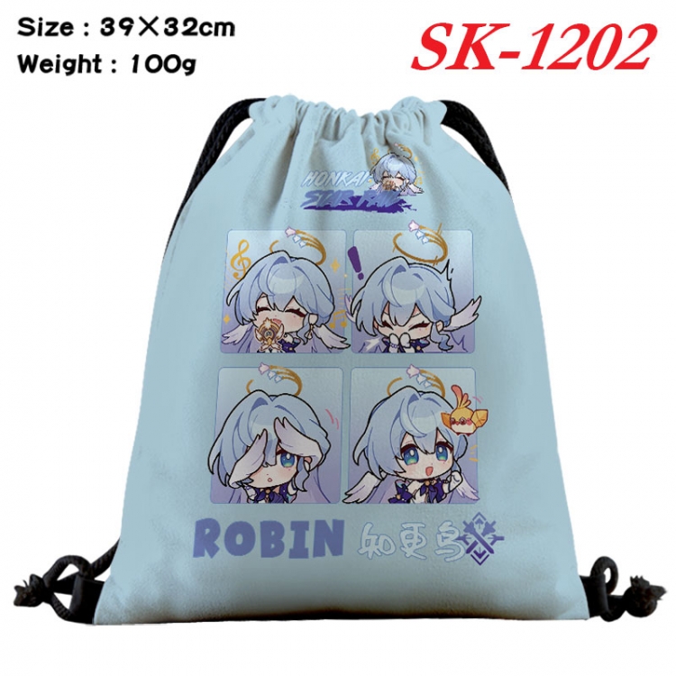 Honkai: Star Rail cartoon Waterproof Nylon Full Color Drawstring Pocket 39x32cm