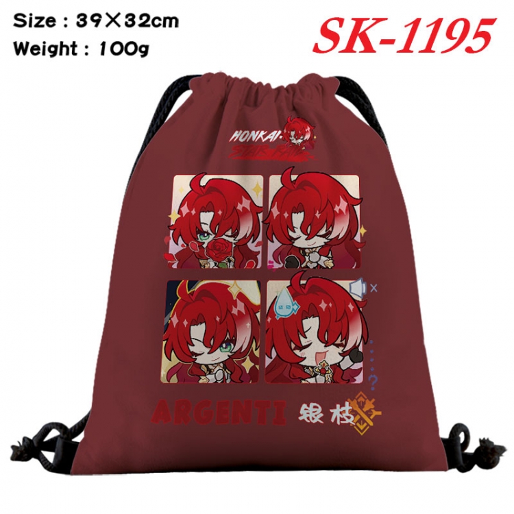 Honkai: Star Rail cartoon Waterproof Nylon Full Color Drawstring Pocket 39x32cm