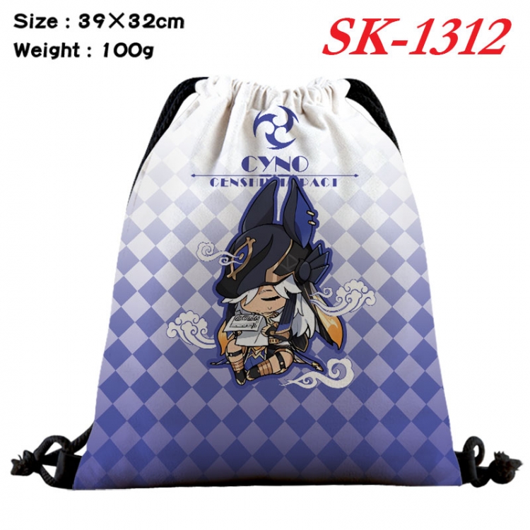 Genshin Impact cartoon Waterproof Nylon Full Color Drawstring Pocket 39x32cm