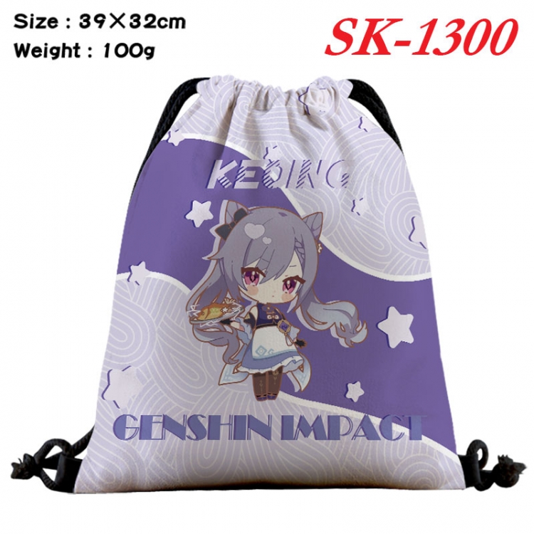 Genshin Impact cartoon Waterproof Nylon Full Color Drawstring Pocket 39x32cm