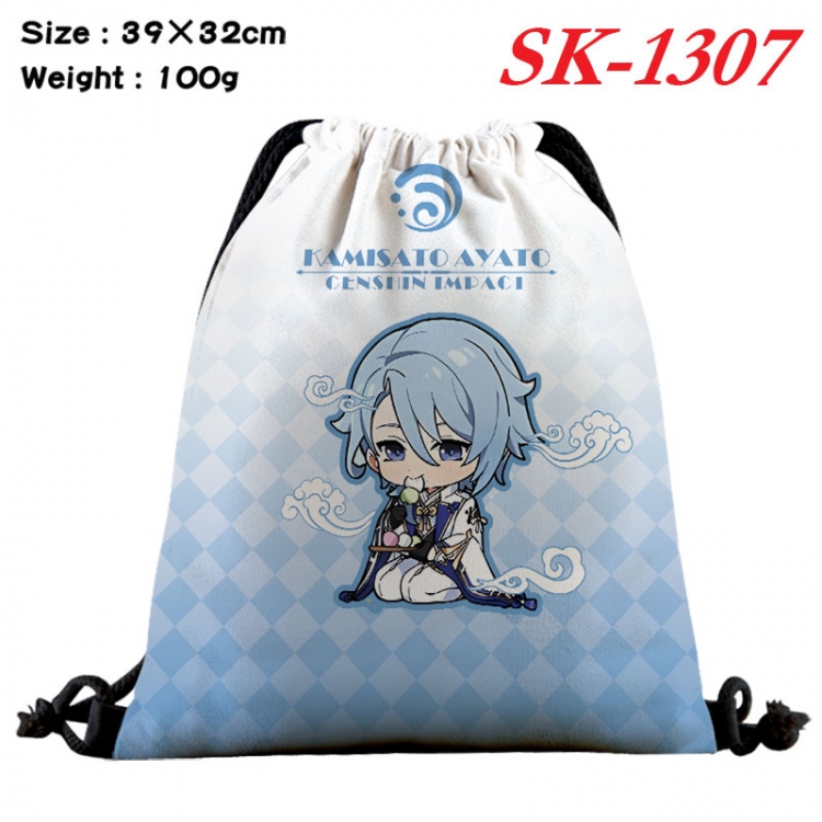 Genshin Impact cartoon Waterproof Nylon Full Color Drawstring Pocket 39x32cm