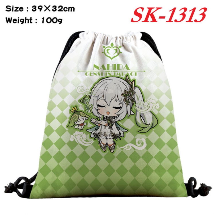 Genshin Impact cartoon Waterproof Nylon Full Color Drawstring Pocket 39x32cm