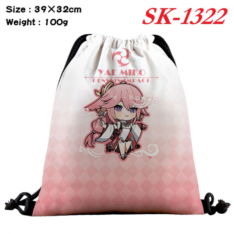 Genshin Impact cartoon Waterproof Nylon Full Color Drawstring Pocket 39x32cm