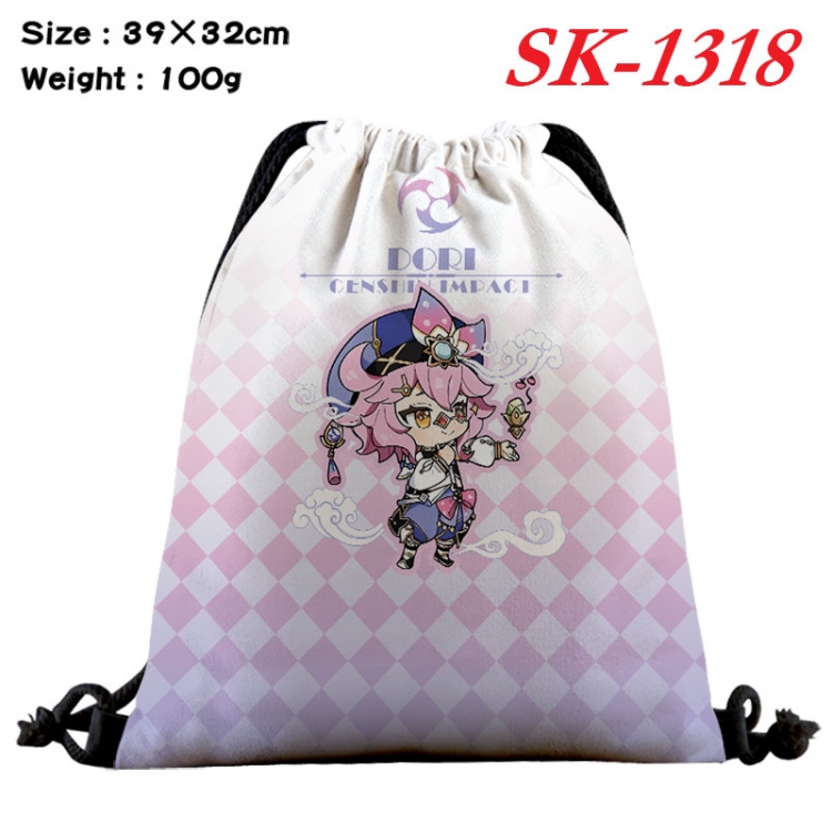 Genshin Impact cartoon Waterproof Nylon Full Color Drawstring Pocket 39x32cm