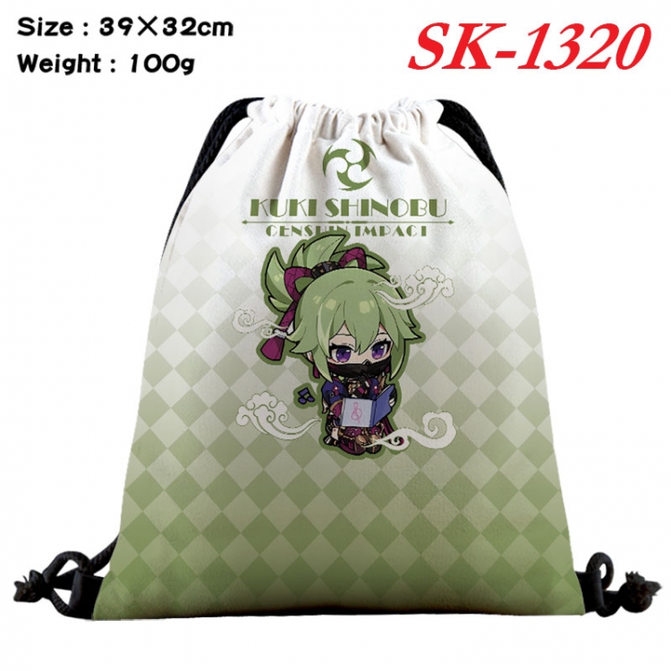 Genshin Impact cartoon Waterproof Nylon Full Color Drawstring Pocket 39x32cm