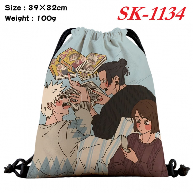 Jujutsu Kaisen cartoon Waterproof Nylon Full Color Drawstring Pocket 39x32cm