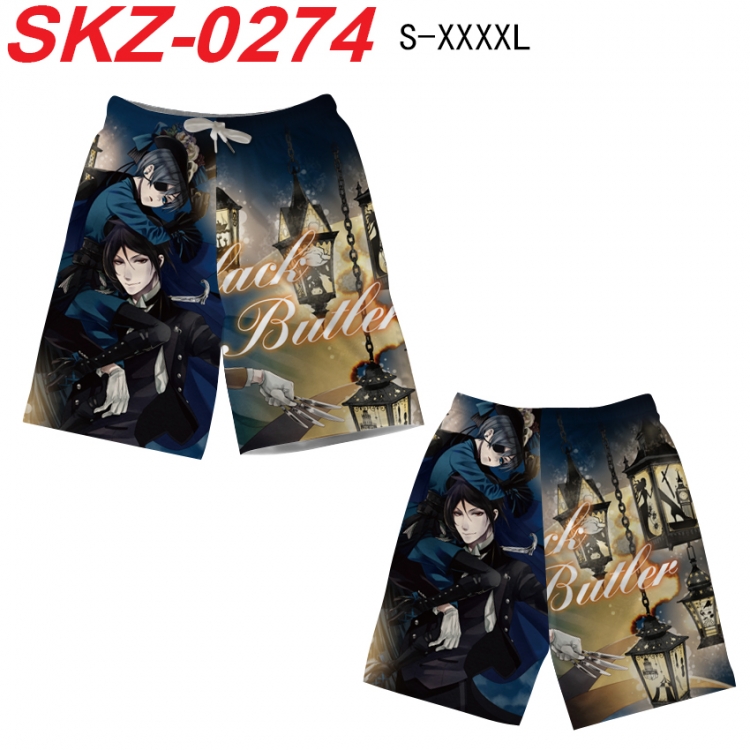 Kuroshitsuji Anime full-color digital printed beach shorts from S to 4XL